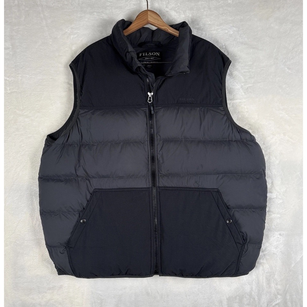 Filson Featherweight Goose Down Puffer Vest Mens XXXL‎ Full Zip Quilted Pockets
